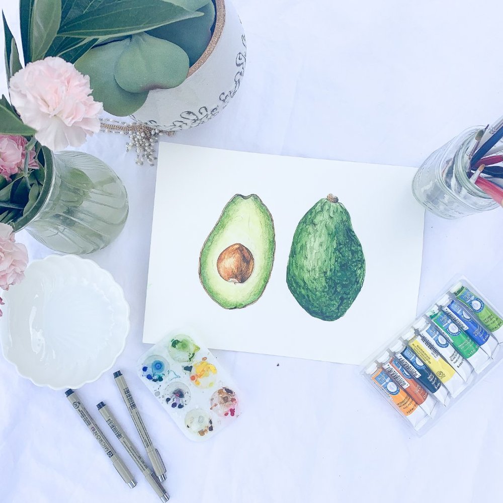 Print of ORIGINAL Watercolour Painting š„ Avocado - Picture 3 of 7